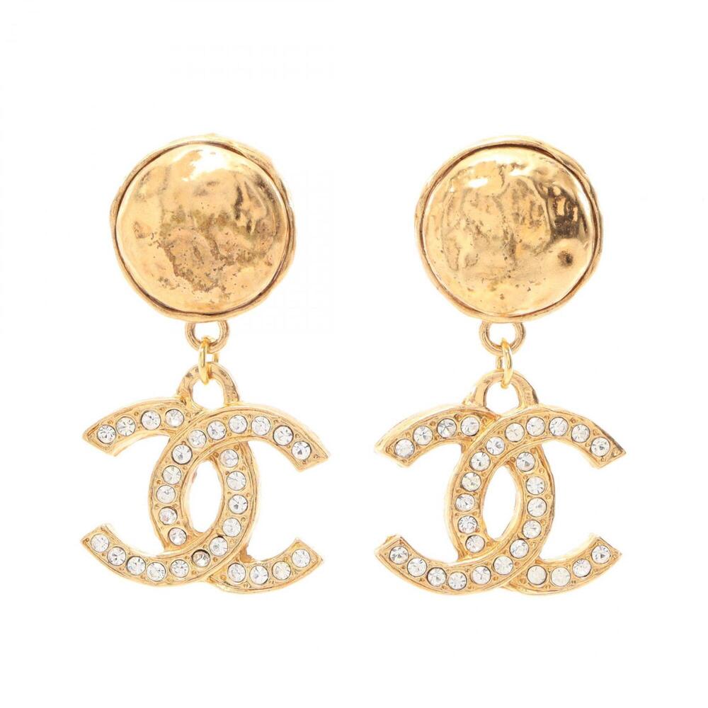 CHANEL White Logo Earrings